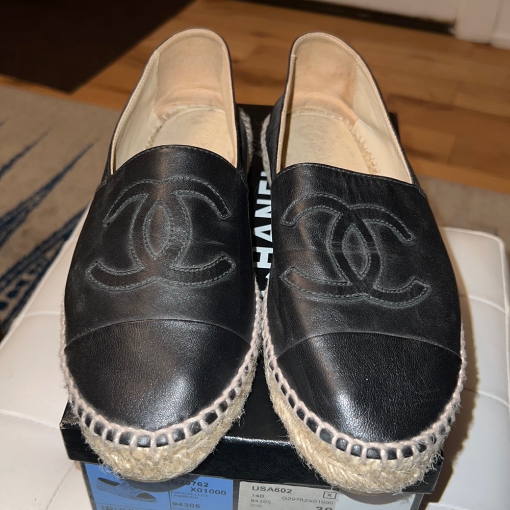 Chanel espadrilles lambskin black size 39